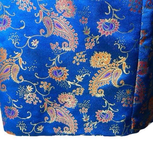 David Warren Vintage 90s Cheongsam Asian Dress Size 8 M Blue Gold Red Floral - Picture 11 of 11